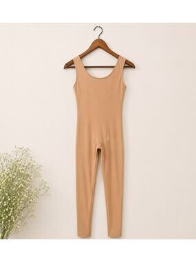 NWOT Weissman Tan Dance Unitard Size L Beige Ballet Lyrical Contemporary Cheer